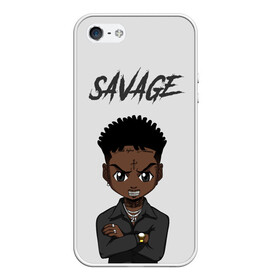 Чехол для iPhone 5/5S матовый с принтом 21 Savage , Силикон | Область печати: задняя сторона чехла, без боковых панелей | Тематика изображения на принте: 21 savage | 21 дикарь