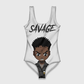 Купальник-боди 3D с принтом 21 Savage , 82% полиэстер, 18% эластан | Круглая горловина, круглый вырез на спине | 21 savage | 21 дикарь