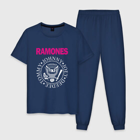 Мужская пижама хлопок с принтом ramones , 100% хлопок | брюки и футболка прямого кроя, без карманов, на брюках мягкая резинка на поясе и по низу штанин
 | misfits | punk | ramones | панк | рок