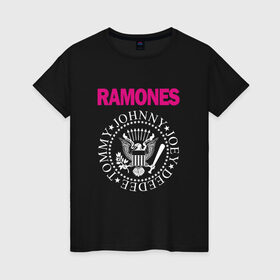 Женская футболка хлопок с принтом ramones , 100% хлопок | прямой крой, круглый вырез горловины, длина до линии бедер, слегка спущенное плечо | misfits | punk | ramones | панк | рок