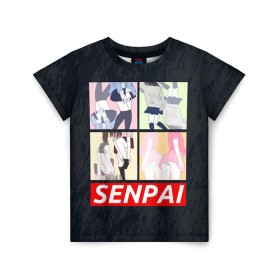 Детская футболка 3D с принтом СЕНПАЙ - SENPAI , 100% гипоаллергенный полиэфир | прямой крой, круглый вырез горловины, длина до линии бедер, чуть спущенное плечо, ткань немного тянется | Тематика изображения на принте: ahegao | anime | kawai | kowai | oppai | otaku | senpai | sugoi | waifu | weeaboo | yandere | аниме | ахегао | вайфу | виабу | каваи | ковай | культура | отаку | сенпай | сугои | тренд | яндере
