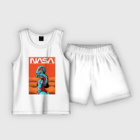 Детская пижама с шортами хлопок с принтом NASA ,  |  | nasa | киберпанк | космос | марс