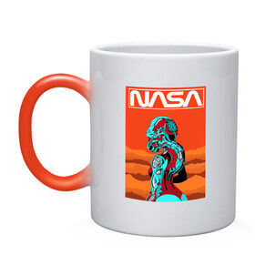 Кружка хамелеон с принтом NASA , керамика | меняет цвет при нагревании, емкость 330 мл | nasa | киберпанк | космос | марс