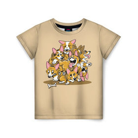 Детская футболка 3D с принтом Корги , 100% гипоаллергенный полиэфир | прямой крой, круглый вырез горловины, длина до линии бедер, чуть спущенное плечо, ткань немного тянется | corgi | dog | dogs | корги | пес | порода | собака | щенки | щенок
