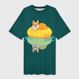 Платье-футболка 3D с принтом Корги ,  |  | corgi | dog | dogs | корги | пес | порода | собака | щенки | щенок