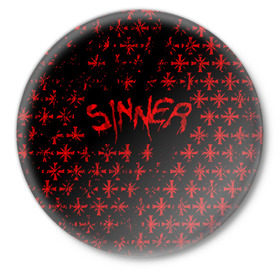 Значок с принтом FAR CRY 5 ГРЕШНИК ,  металл | круглая форма, металлическая застежка в виде булавки | far cry | sinner