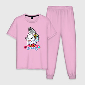 Мужская пижама хлопок с принтом Rocket bunny , 100% хлопок | брюки и футболка прямого кроя, без карманов, на брюках мягкая резинка на поясе и по низу штанин
 | Тематика изображения на принте: 240sx | bunny | nissan | rocket | toyota | кролик | ниссан | тойота