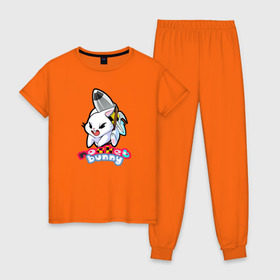 Женская пижама хлопок с принтом Rocket bunny , 100% хлопок | брюки и футболка прямого кроя, без карманов, на брюках мягкая резинка на поясе и по низу штанин | 240sx | bunny | nissan | rocket | toyota | кролик | ниссан | тойота