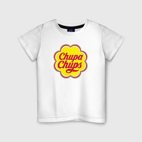 Детская футболка хлопок с принтом Chupa-Chups , 100% хлопок | круглый вырез горловины, полуприлегающий силуэт, длина до линии бедер | Тематика изображения на принте: chupa | chupa chups