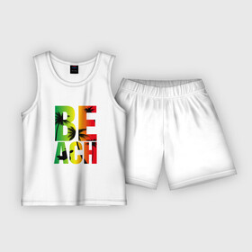 Детская пижама с шортами хлопок с принтом Beach ,  |  | летние | летняя | лето | маорская | море | морские | на море | отдых | отпуск | пальмы | пляж | черепаха