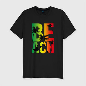 Мужская футболка премиум с принтом Beach , 92% хлопок, 8% лайкра | приталенный силуэт, круглый вырез ворота, длина до линии бедра, короткий рукав | летние | летняя | лето | маорская | море | морские | на море | отдых | отпуск | пальмы | пляж | черепаха