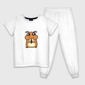 Детская пижама хлопок с принтом Хомячок , 100% хлопок |  брюки и футболка прямого кроя, без карманов, на брюках мягкая резинка на поясе и по низу штанин
 | арт | животные | милые | хомяк | хомячок | щекастик