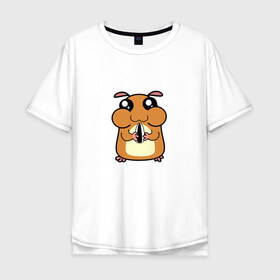 Мужская футболка хлопок Oversize с принтом Хомячок , 100% хлопок | свободный крой, круглый ворот, “спинка” длиннее передней части | арт | животные | милые | хомяк | хомячок | щекастик