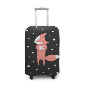 Чехол для чемодана 3D с принтом Лисичка и Снежки , 86% полиэфир, 14% спандекс | двустороннее нанесение принта, прорези для ручек и колес | Тематика изображения на принте: fox | зима | лис | лиса | лисы | снег | снежок