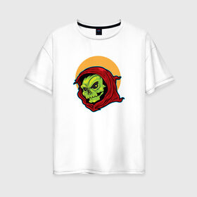 Женская футболка хлопок Oversize с принтом Зомби , 100% хлопок | свободный крой, круглый ворот, спущенный рукав, длина до линии бедер
 | зомби | монстр | ужас | хеллоуин | череп | черепа