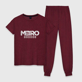 Женская пижама хлопок с принтом METRO EXODUS , 100% хлопок | брюки и футболка прямого кроя, без карманов, на брюках мягкая резинка на поясе и по низу штанин | exodus | horror | metro exodus | survival | игры | исход | метро | метро 2035