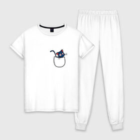 Женская пижама хлопок с принтом Кот в кармане , 100% хлопок | брюки и футболка прямого кроя, без карманов, на брюках мягкая резинка на поясе и по низу штанин | cat | кот . котэ | котик | сейлор мун