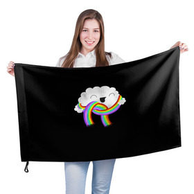 Флаг 3D с принтом Облачко , 100% полиэстер | плотность ткани — 95 г/м2, размер — 67 х 109 см. Принт наносится с одной стороны | Тематика изображения на принте: 