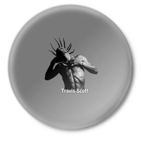 Значок с принтом Travis Scott - 001 ,  металл | круглая форма, металлическая застежка в виде булавки | Тематика изображения на принте: astroworld | hip hop | hiphop | rap | scott | travis | travis scott | travisscott | wish you were here | рэп | хип хоп | хипхоп