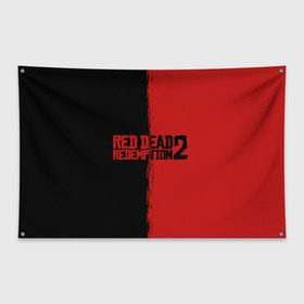 Флаг-баннер с принтом RED DEAD REDEMPTION 2 , 100% полиэстер | размер 67 х 109 см, плотность ткани — 95 г/м2; по краям флага есть четыре люверса для крепления | rdr | rdr2 | red dead redemption 2 | rockstar | дикий запад | ковбои
