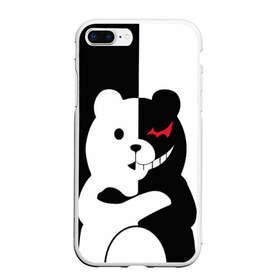 Чехол для iPhone 7Plus/8 Plus матовый с принтом MONOKUMA , Силикон | Область печати: задняя сторона чехла, без боковых панелей | anime | bear | black  white | minomi | monokuma | pink | rabbit | school | аниме | главарь | миноми | монокума | черно белый | школа