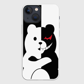 Чехол для iPhone 13 mini с принтом MONOKUMA   МОНОКУМА ,  |  | anime | bear | black  white | minomi | monokuma | pink | rabbit | school | аниме | главарь | миноми | монокума | черно белый | школа