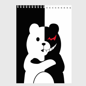 Скетчбук с принтом MONOKUMA , 100% бумага
 | 48 листов, плотность листов — 100 г/м2, плотность картонной обложки — 250 г/м2. Листы скреплены сверху удобной пружинной спиралью | anime | bear | black  white | minomi | monokuma | pink | rabbit | school | аниме | главарь | миноми | монокума | черно белый | школа