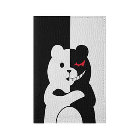 Обложка для паспорта матовая кожа с принтом MONOKUMA , натуральная матовая кожа | размер 19,3 х 13,7 см; прозрачные пластиковые крепления | anime | bear | black  white | minomi | monokuma | pink | rabbit | school | аниме | главарь | миноми | монокума | черно белый | школа