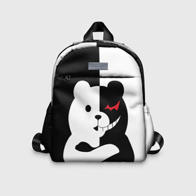 Детский рюкзак 3D с принтом monokuma скрестил руки , 100% полиэстер | лямки с регулируемой длиной, сверху петелька, чтобы рюкзак можно было повесить на вешалку. Основное отделение закрывается на молнию, как и внешний карман. Внутри дополнительный карман. По бокам два дополнительных кармашка | anime | bear | black  white | minomi | monokuma | pink | rabbit | school | аниме | главарь | миноми | монокума | черно белый | школа