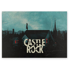 Поздравительная открытка с принтом Castle Rock , 100% бумага | плотность бумаги 280 г/м2, матовая, на обратной стороне линовка и место для марки
 | Тематика изображения на принте: castle rock | hulu | билл скарсгард | дж.дж. абрамс | касл рок | кубик в кубе | стивен кинг | шоушенк