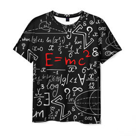 Мужская футболка 3D с принтом ФОРМУЛЫ ФИЗИКА , 100% полиэфир | прямой крой, круглый вырез горловины, длина до линии бедер | e mc 2 | emc 2 | school | знаменитые формулы | физика | формулы | школа | эйнштейн