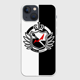 Чехол для iPhone 13 mini с принтом MONOKUMA SCHOOL с фоном ,  |  | anime | bear | black  white | minomi | monokuma | pink | rabbit | school | аниме | главарь | миноми | монокума | черно белый | школа