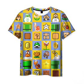 Мужская футболка 3D с принтом Super Mario Pop art , 100% полиэфир | прямой крой, круглый вырез горловины, длина до линии бедер | bros | donkey kong | mario | super | игра | марио | офф | спин | супер | тоад