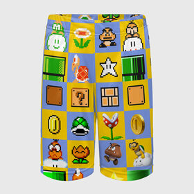 Детские спортивные шорты 3D с принтом Super Mario Pop art ,  100% полиэстер
 | пояс оформлен широкой мягкой резинкой, ткань тянется
 | bros | donkey kong | mario | super | игра | марио | офф | спин | супер | тоад