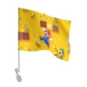 Флаг для автомобиля с принтом Супер Марио , 100% полиэстер | Размер: 30*21 см | bros | donkey kong | mario | super | игра | марио | офф | спин | супер | тоад
