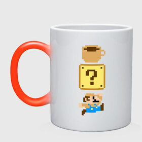 Кружка хамелеон с принтом Любитель кофе (Марио) , керамика | меняет цвет при нагревании, емкость 330 мл | Тематика изображения на принте: 16 bit | 16 бит | 8 bit | 8 бит | coffe | dendy | love | mario | nes | nintendo | pixel | pixels | retro | денди | кофе | любовь | марио | нинтендо