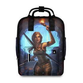 Женский рюкзак 3D с принтом Tomb Raider , 100% полиэстер | лямки с регулируемой длиной, сверху ручки, чтобы рюкзак нести как сумку. Основное отделение закрывается на молнию, как и внешний карман. Внутри два дополнительных кармана, один из которых закрывается на молнию. По бокам два дополнительных кармашка, куда поместится маленькая бутылочка
 | 