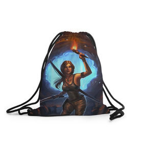 Рюкзак-мешок 3D с принтом Tomb Raider , 100% полиэстер | плотность ткани — 200 г/м2, размер — 35 х 45 см; лямки — толстые шнурки, застежка на шнуровке, без карманов и подкладки | 