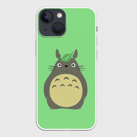 Чехол для iPhone 13 mini с принтом Тоторо под листочком ,  |  | art | hayao miyazaki | mei kusakabe | tonari no totoro | берлога | лапа | лес | мой сосед тоторо | хаяо миядзаки