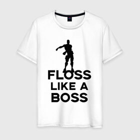 Мужская футболка хлопок с принтом Floss like a boss , 100% хлопок | прямой крой, круглый вырез горловины, длина до линии бедер, слегка спущенное плечо. | Тематика изображения на принте: dance | floss like a boss | fortnite | swag | thebackpackkid | танец