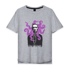 Мужская футболка хлопок Oversize с принтом Лавкрафт , 100% хлопок | свободный крой, круглый ворот, “спинка” длиннее передней части | cthulhu | cthulhu fhtagn | lovecraft | ктулху | лавкрафт