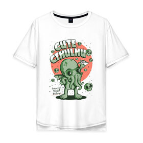 Мужская футболка хлопок Oversize с принтом Ктулху , 100% хлопок | свободный крой, круглый ворот, “спинка” длиннее передней части | cthulhu | cthulhu fhtagn | lovecraft | ктулху | лавкрафт
