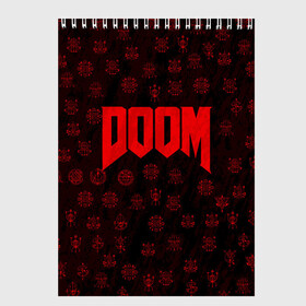 Скетчбук с принтом DOOM , 100% бумага
 | 48 листов, плотность листов — 100 г/м2, плотность картонной обложки — 250 г/м2. Листы скреплены сверху удобной пружинной спиралью | devil | doom | hell | mark of the doom slayer | slayer | ад | гарнил | дум | знаки | иероглифы | компьютерные игры 2019 | преисподняя | символ | солдат