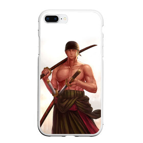 Чехол для iPhone 7Plus/8 Plus матовый с принтом One Piece - Zoro , Силикон | Область печати: задняя сторона чехла, без боковых панелей | большой | ван | воин | катана | куш | меч | пираты | пис | самурай