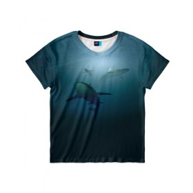 Детская футболка 3D с принтом Акулы , 100% гипоаллергенный полиэфир | прямой крой, круглый вырез горловины, длина до линии бедер, чуть спущенное плечо, ткань немного тянется | море | океан | подводный мир | рыба | хищник