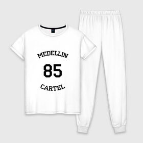 Женская пижама хлопок с принтом Escobar 85 , 100% хлопок | брюки и футболка прямого кроя, без карманов, на брюках мягкая резинка на поясе и по низу штанин | escobar | loving pablo | эскобар