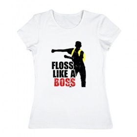 Женская футболка хлопок с принтом Floss like a boss , 100% хлопок | прямой крой, круглый вырез горловины, длина до линии бедер, слегка спущенное плечо | 