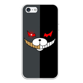 Чехол для iPhone 5/5S матовый с принтом KUROKUMA x MONOKUMA , Силикон | Область печати: задняя сторона чехла, без боковых панелей | anime | bear | black  white | danganronpa | kurokuma | monodam | monokuma | monomi | monotaro | pink | rabbit | school | shirokuma | аниме | главарь | мoноми | монокума | черно белый | школа