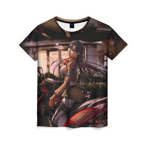 Женская футболка 3D с принтом Mikasa Ackerman , 100% полиэфир ( синтетическое хлопкоподобное полотно) | прямой крой, круглый вырез горловины, длина до линии бедер | 