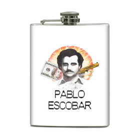 Фляга с принтом Pablo Escobar , металлический корпус | емкость 0,22 л, размер 125 х 94 мм. Виниловая наклейка запечатывается полностью | escobar | loving pablo | эскобар